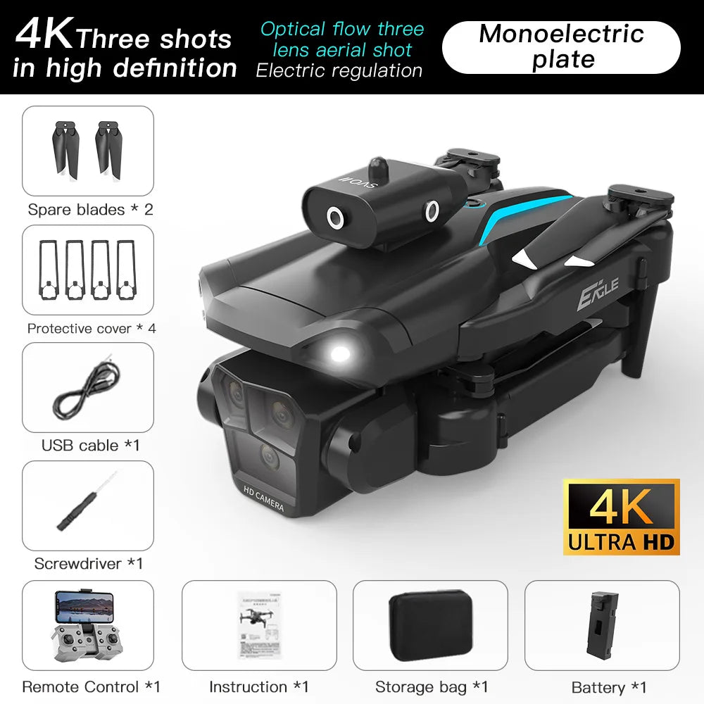 EBORUI M° RC Drone WiFi FPV ESC 4K Three Cams w/ 4 sides Avoid Obstacle Optical Flow Altitude Hold RC Quadcopter Drone Toys EBORUI M° RC Drone WiFi FPV ESC 4K Three Cams w/ 4 sides Avoid Obstacle Optical Flow Altitude Hold RC Quadcopter Drone Toys
